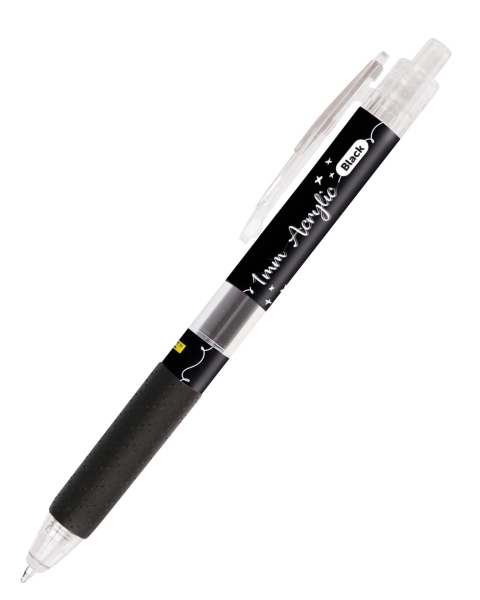 Online Boligrafo Retractil - Tinta Acrilica - Punta Fina de 1mm - Color Negro