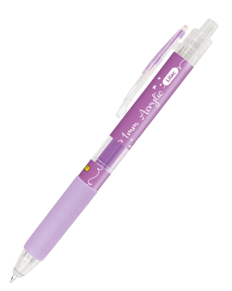 Online Boligrafo Retractil - Tinta Acrilica - Punta Fina de 1mm - Color Lila
