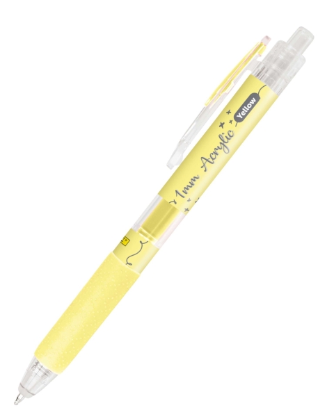 Online Boligrafo Retractil - Tinta Acrilica - Punta Fina de 1mm - Color Amarillo