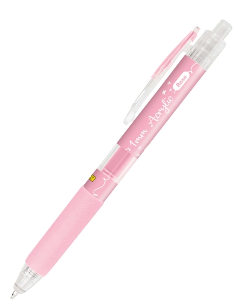 Online Boligrafo Retractil - Tinta Acrilica - Punta Fina de 1mm - Color Rosa