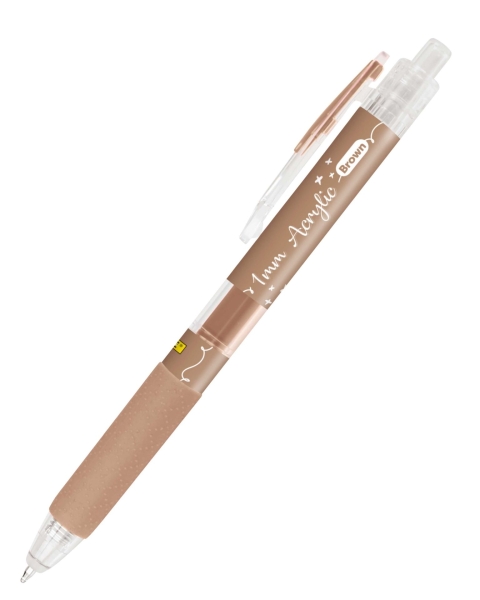Online Boligrafo Retractil - Tinta Acrilica - Punta Fina de 1mm - Color Marron
