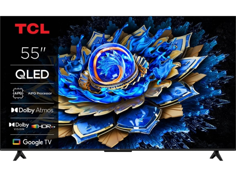 TCL 55T69C Televisor Smart TV 55" QLED UltraHD 4K HDR - Google TV - WiFi, HDMI, USB 3.0, Ethernet, Bluetooth - VESA 200x200mm