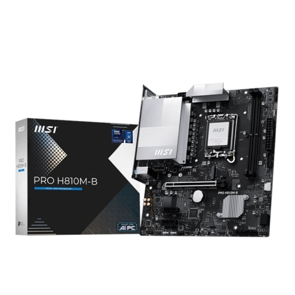 MSI PRO H810M-B Placa Base Intel 1851 2x DDR5, M2, 4x Sata III, PCIe, 5.0, USB 2.0, 5G, RJ-45, HDMI, DisplayPort, MicroATX