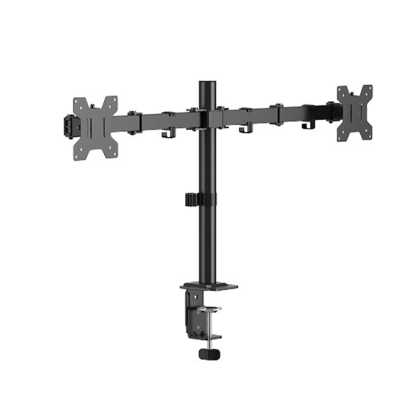 Cromad Soporte de Mesa con Brazos Articulados para 2 Monitores de 17"-32" - Giratorio, Inclinable y Extensible - Gestion de Cables - Peso Max.10kg por Pantalla - VESA 100x100mm