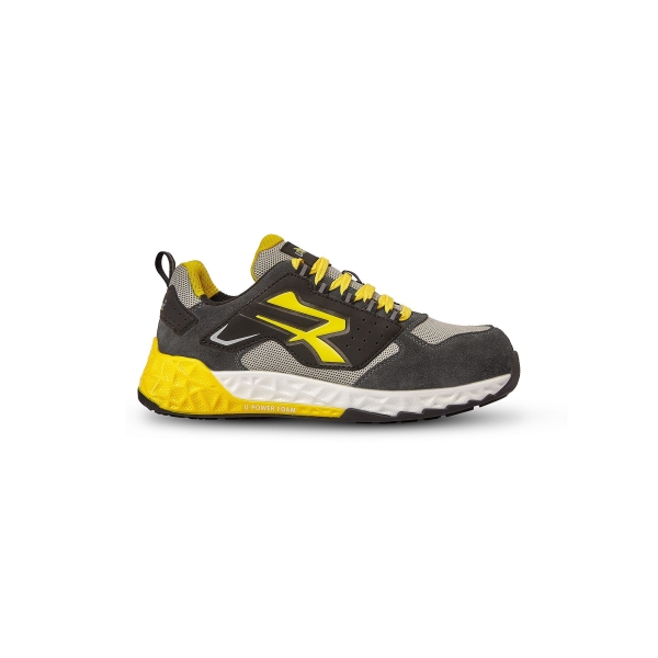 U-Power Stark ESD Calzado de Seguridad Ligero - Talla 36 - Microfibra Efecto Nobuk, Puntera AirToe de Aluminio, Antiperforación Textil, Suela Antideslizante, Plantilla WOW2 Antifatiga, Protección S3S FO SR ESD - Color Negro/Amarillo