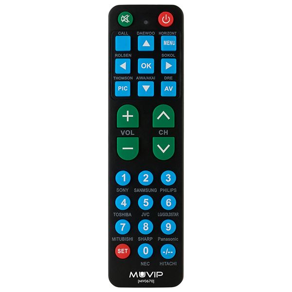 Muvip MV0670 Mando a Distancia Universal - Teclas Grandes - Configuracion Sencilla