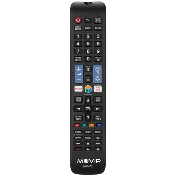 Muvip MV0669 Mando Universal para Samsung - Botones de Acceso Rapido a Netflix y Prime Video - Color Negro