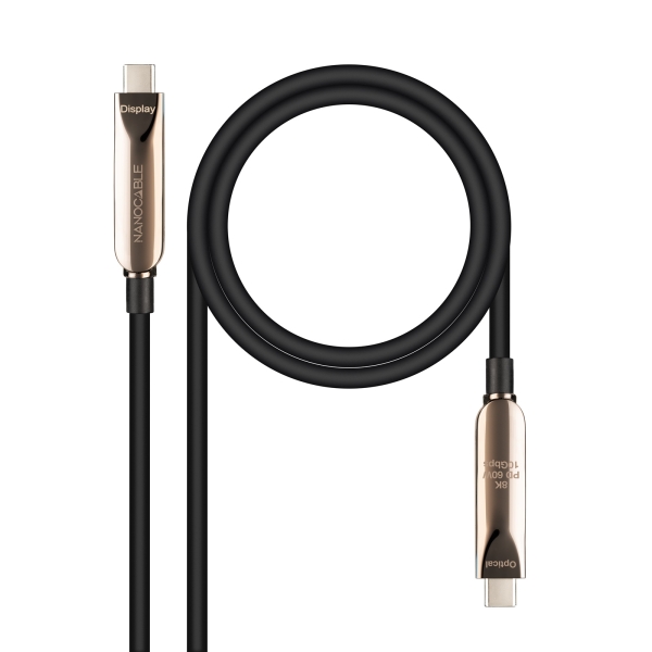 Nanocable Cable USB-C 3.2 Gen2x1 AOC - 60W 3A PD 10Gbps 8K@60Hz - 5m - Color Negro