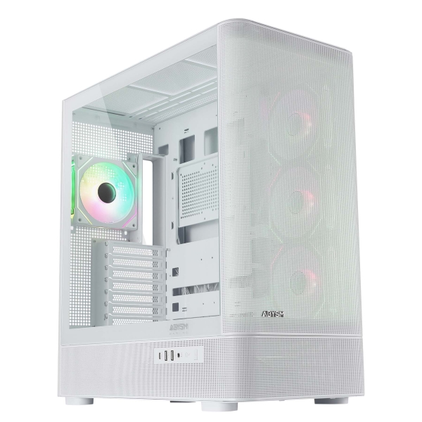 Abysm Danube Sava H500 II Torre ATX - Lateral de Cristal Templado - 3.5" y 2.5" - USB-A, USB-C y Audio - 4 Ventiladores ARGB Instalados -  Color Blanco