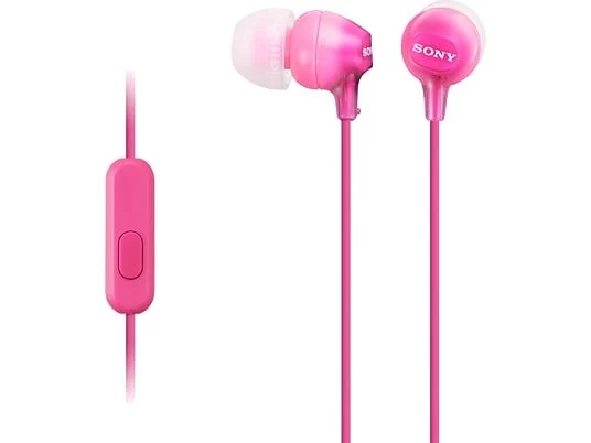 Sony MDR-EX15AP Auiculares con Microfono In‑Ear con Cable - Iman de Neodimio - Conexion Jack 3,5mm - Cable 1,2m - Color Rosa