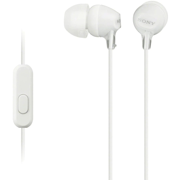 Sony MDR-EX15AP Auiculares con Microfono In‑Ear con Cable - Iman de Neodimio - Conexion Jack 3,5mm - Cable 1,2m - Color Blanco