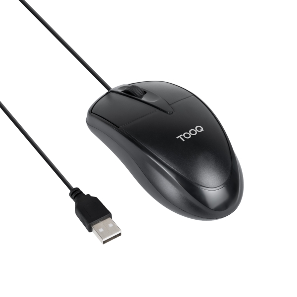 Tooq TQM-1001-B Raton USB - 1000dpi - 3 Botones - Uso Ambidiestro - Cable 1.3m - Color Negro