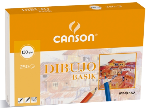 Canson Basik Pack con 250 Hojas de Dibujo A4 21x29.7cm - 130 g/m² - Color Blanco