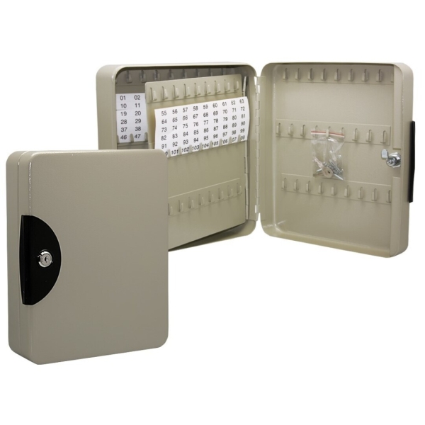 Armario Porta Llaves Metalico con Cierre - 108 Posiciones - Ideal para Oficinas y Almacenes - Organizacion y Acceso Facil  - Color Gris