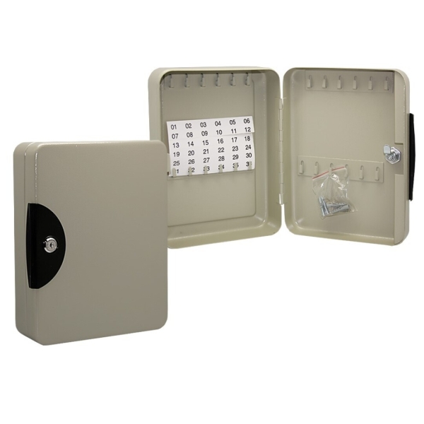 Armario Porta Llaves Metalico con Cierre - 24 Posiciones - Ideal para Oficinas y Almacenes - Organizacion y Acceso Facil  - Color Gris