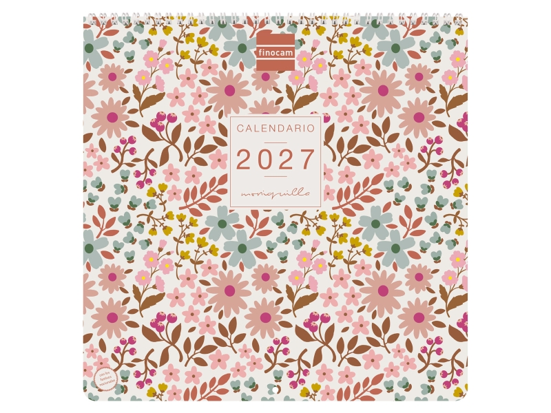 Finocam Moniquilla Calendario de Pared - Anual 2027 - Mes Vista - 300x300mm - Papel de 170g/m2 - Ilustraciones Surtidas - Espacio para Notas