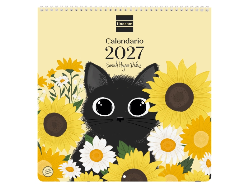 Finocam Sarah Meyer-Delius Calendario de Pared - Anual 2027 - Mes Vista - 300x300mm - Papel de 170g/m2 - Ilustraciones Surtidas - Espacio para Notas