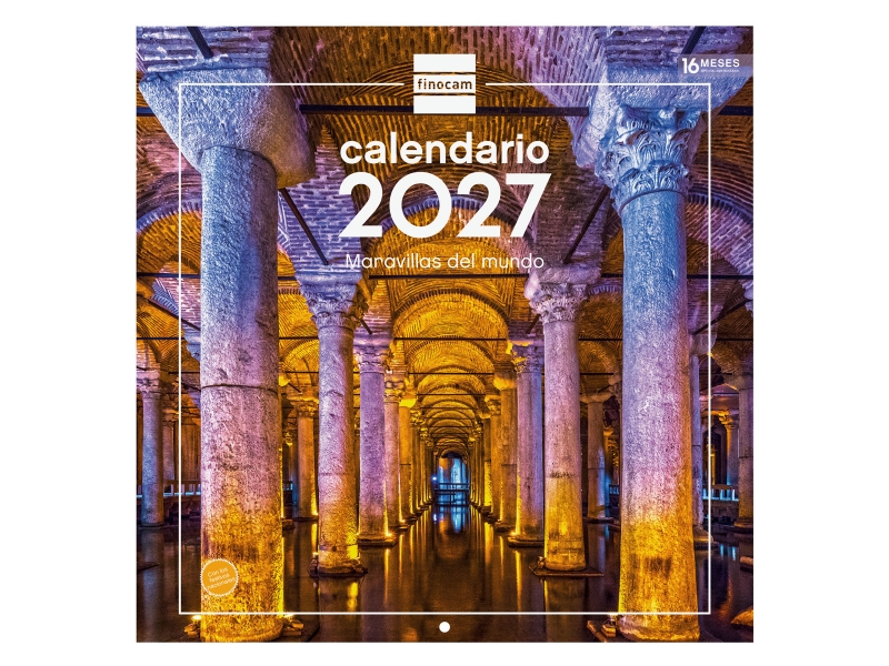 Finocam Maravillas del Mundo Calendario de Pared - 16 Meses 26/27 - Mes Vista - 300x300mm - Papel de 170g/m2 - Imagenes Tematicas Surtidas - Espacio para Notas