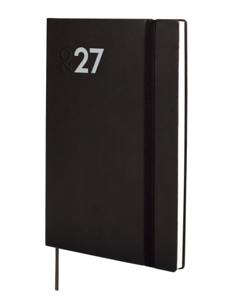 Finocam Dynamic Mara Agenda Profesional - Anual 2027 - Semana Vista Vertical - Formato Y10 - 140x204mm - Goma Elastica - Tapa Blanda de PU - Esquinas Microperforadas - Papel de 80g/m2 - Color Negro
