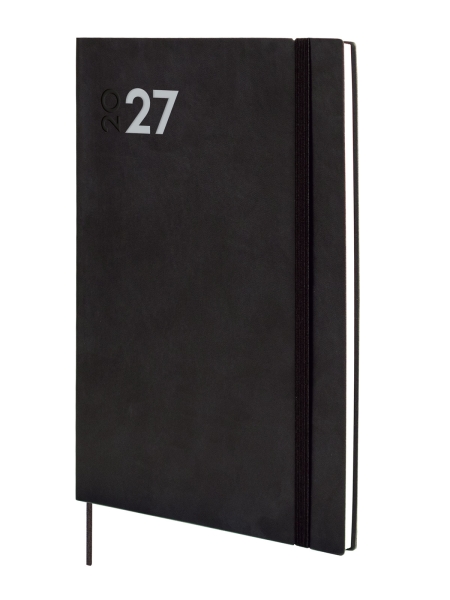 Finocam Dynamic Mara Agenda Profesional - Anual 2027 - Semana Vista Vertical - Formato Y11 - 165x240mm - Goma Elastica - Tapa Blanda de PU - Esquinas Microperforadas - Papel de 80g/m2 - Color Negro