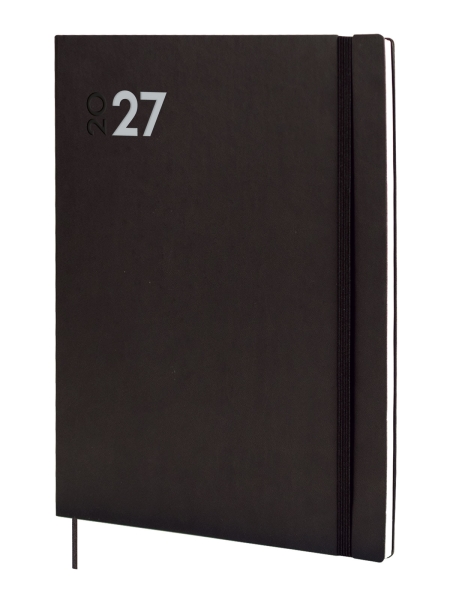 Finocam Dynamic Mara Agenda Profesional - Anual 2027 - Semana Vista Vertical - Formato Y12 - 210x270mm - Goma Elastica - Tapa Blanda de PU - Esquinas Microperforadas - Papel de 80g/m2 - Color Negro