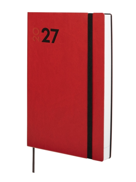 Finocam Dynamic Mara Agenda Profesional - Anual 2027 - 1 Dia por Pagina - Formato Y10 - 140x204mm - Goma Elastica - Tapa Blanda de PU - Esquinas Microperforadas - Papel de 80g/m2 - Color Rojo