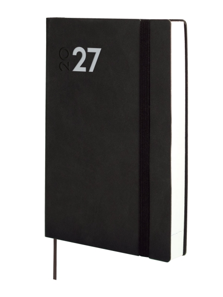 Finocam Dynamic Mara Agenda Profesional - Anual 2027 - 1 Dia por Pagina - Formato Y10 - 140x204mm - Goma Elastica - Tapa Blanda de PU - Esquinas Microperforadas - Papel de 80g/m2 - Color Negro