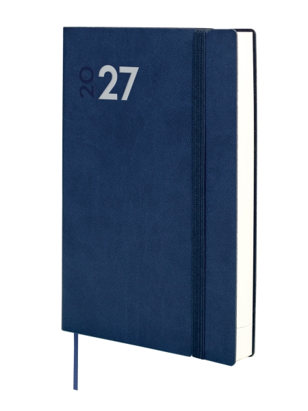 Finocam Dynamic Mara Agenda Profesional en Catalan - Anual 2027 - 1 Dia por Pagina - Formato Y10 - 140x204mm - Goma Elastica - Tapa Blanda de PU - Esquinas Microperforadas - Papel de 80g/m2 - Color Azul