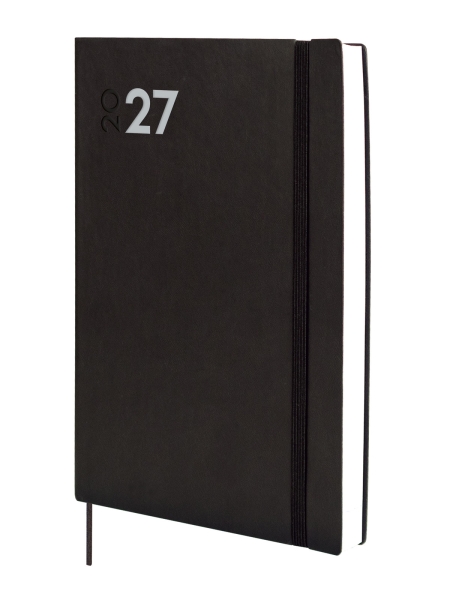 Finocam Dynamic Mara Agenda Profesional - Anual 2027 - 1 Dia por Pagina - Formato Y11 - 165x240mm - Goma Elastica - Tapa Blanda de PU - Esquinas Microperforadas - Papel de 80g/m2 - Color Negro
