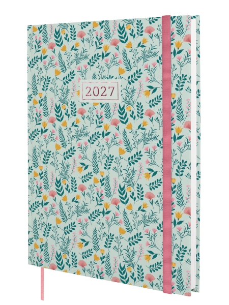 Finocam Dynamic Berlin Trigo Agenda Profesional - Anual 2027 - Semana Vista Vertical - 210x270mm - Goma Elastica - Tapa Dura Acolchada - Esquinas Microperforadas - Papel de 80g/m2 - Multicolor