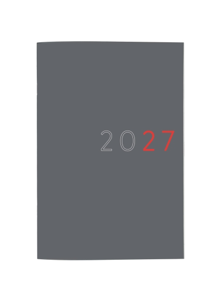 Finocam Planificador de Sobremesa Internacional - Anual 2027 - Mes Vista - Formato Y11 - 165x240mm - Tapa de Carton - Esquinas Microperforadas - Papel de 120g/m2 - Color Gris