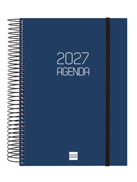 Finocam Espiral Basics Opaque Agenda - Anual 2027 - 1 Dia por Pagina - Formato E10 - 155x212mm - Espiral - Tapa de Polipropileno - Esquinas Microperforadas - Papel de 70g/m2 - Color Azul