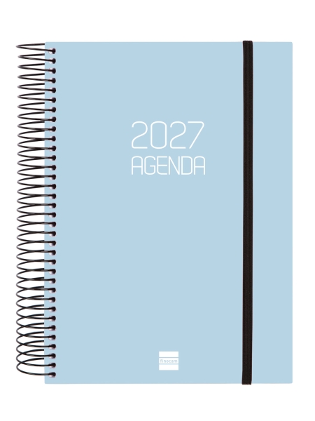 Finocam Espiral Basics Opaque Agenda - Anual 2027 - 1 Dia por Pagina - Formato E10 - 155x212mm - Espiral - Tapa de Polipropileno - Esquinas Microperforadas - Papel de 70g/m2 - Color Celeste