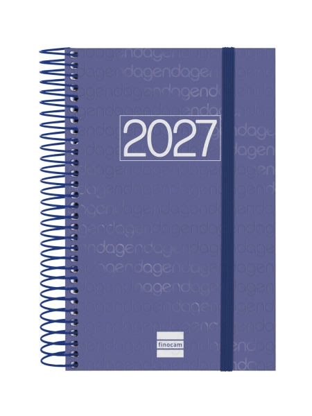 Finocam Espiral Basics Year Agenda - Anual 2027 - 1 Dia por Pagina - Formato E5 - 117x181mm - Espiral - Tapa de Polipropileno - Esquinas Microperforadas - Papel de 70g/m2 - Color Azul
