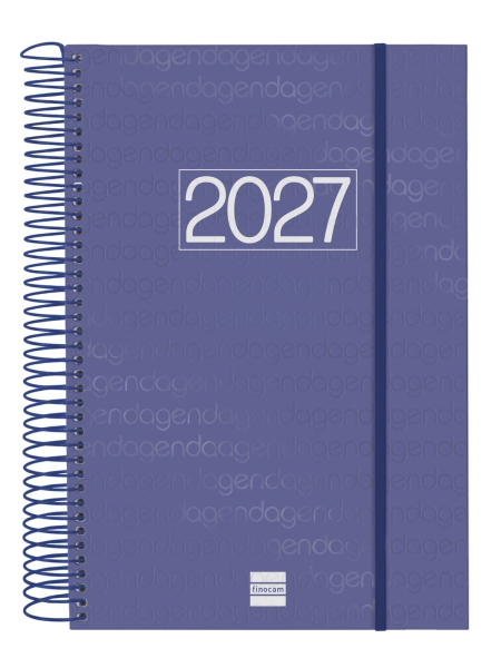 Finocam Espiral Basics Year Agenda - Anual 2027 - 1 Dia por Pagina - Formato E11 - 165x242mm - Espiral - Tapa de Polipropileno - Esquinas Microperforadas - Papel de 70g/m2 - Color Azul