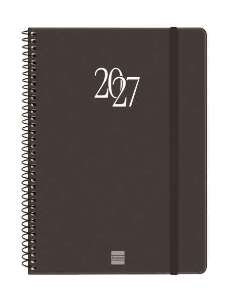 Finocam Espiral Basics My Agenda - Anual 2027 - Semana Vista Horizontal - Formato E10 - 155x212mm - Espiral - Tapa Dura de Carton Forrado - Esquinas Microperforadas - Papel de 80g/m2 - Color Negro