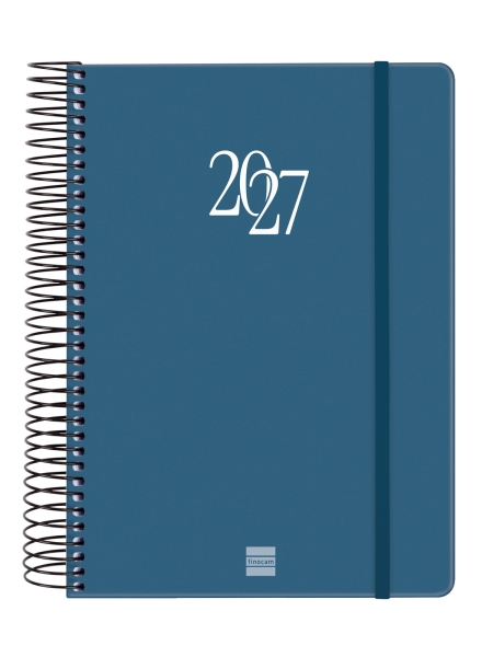 Finocam Espiral Basics My Agenda - Anual 2027 - 1 Dia por Pagina - Formato E10 - 155x212mm - Espiral - Tapa Dura de Carton Forrado - Esquinas Microperforadas - Papel de 70g/m2 - Color Azul