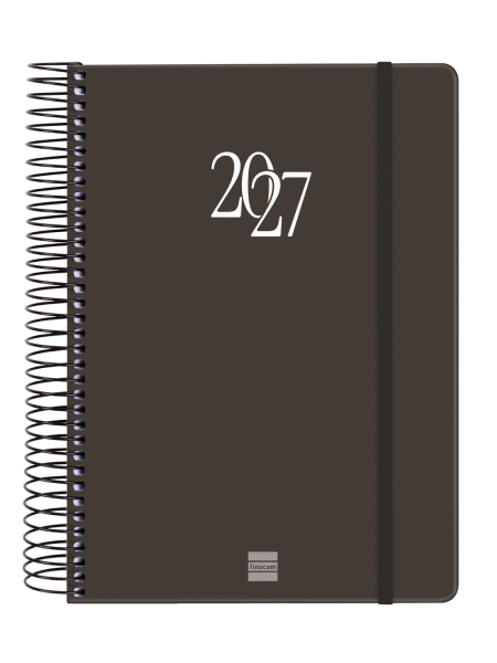 Finocam Espiral Basics My Agenda - Anual 2027 - 1 Dia por Pagina - Formato E10 - 155x212mm - Espiral - Tapa Dura de Carton Forrado - Esquinas Microperforadas - Papel de 70g/m2 - Color Negro