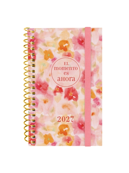 Finocam Trendy Design Collection Ahora Agenda - Anual 2027 - Semana Vista Horizontal - Formato E3 - 79x127mm - Espiral - Tapa de Polipropileno - Esquinas Microperforadas - Papel de 80g/m2 - Multicolor