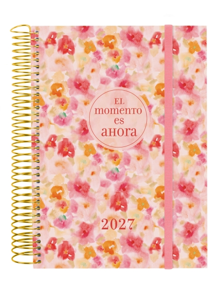 Finocam Trendy Design Collection Ahora Agenda - Anual 2027 - 1 Dia por Pagina - Formato E10 - 155x212mm - Espiral - Tapa de Polipropileno - Esquinas Microperforadas - Papel de 70g/m2 - Multicolor