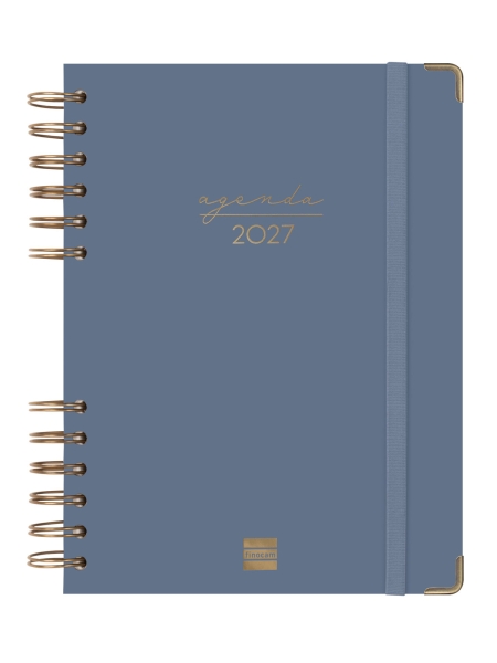 Finocam Espiral Trendy Alma Agenda - Anual 2027 - 1 Dia por Pagina - Formato E10 - 155x212mm - Espiral - Tapa Dura de Carton Forrado - Esquinas Microperforadas - Papel de 70g/m2 - Color Azul