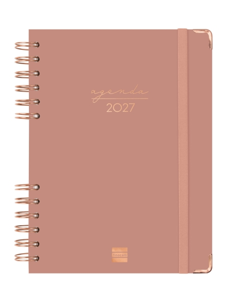 Finocam Espiral Trendy Alma Agenda - Anual 2027 - 1 Dia por Pagina - Formato E10 - 155x212mm - Espiral - Tapa Dura de Carton Forrado - Esquinas Microperforadas - Papel de 70g/m2 - Color Rosa