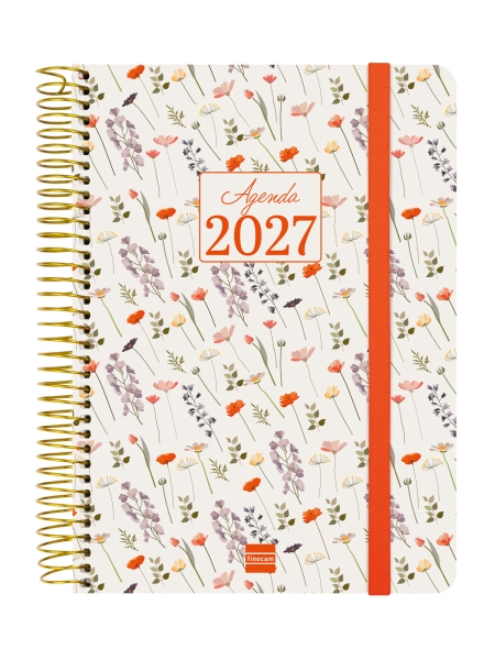 Finocam Cloe Agenda - Anual 2027 - 1 Dia por Pagina - Formato E10 - 155x212mm - Espiral - Tapa Dura de Carton Forrado - Esquinas Microperforadas - Papel de 80g/m2 - Color Rojo