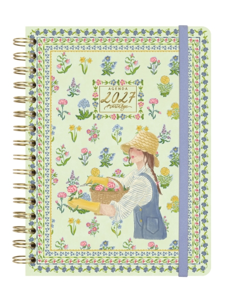 Finocam Martabge Agenda - Anual 2027 - Semana Vista Horizontal - Formato E10 - 155x212mm - Espiral Doble - Tapa Dura de Carton Forrado - Esquinas Microperforadas - Papel de 80g/m2 - Color Azul