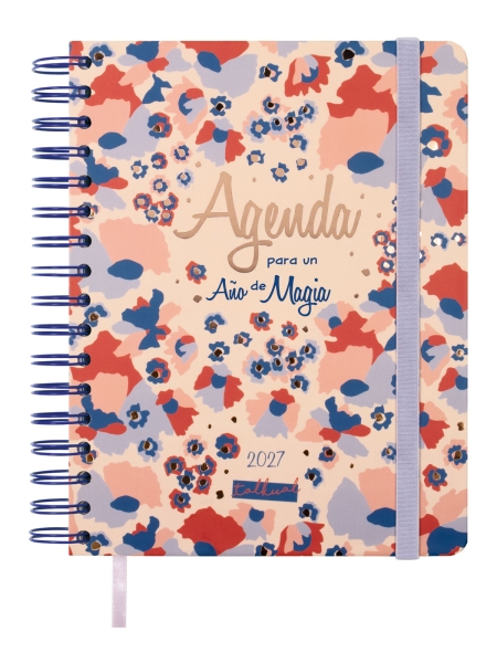 Finocam Talkual Magia Agenda - Anual 2027 - 1 Dia por Pagina - 155x217mm - Espiral Doble - Tapa Dura - Goma Elastica - Papel de 80g/m2 - Cinta Punto - Notas Adhesivas Surtidas - Multicolor