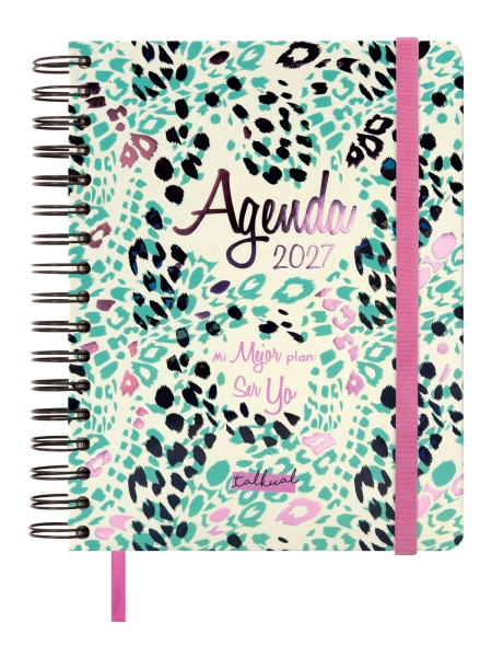 Finocam Talkual Plan Agenda - Anual 2027 - 1 Dia por Pagina - 155x217mm - Espiral Doble - Tapa Dura - Goma Elastica - Papel de 80g/m2 - Cinta Punto - Notas Adhesivas Surtidas - Multicolor