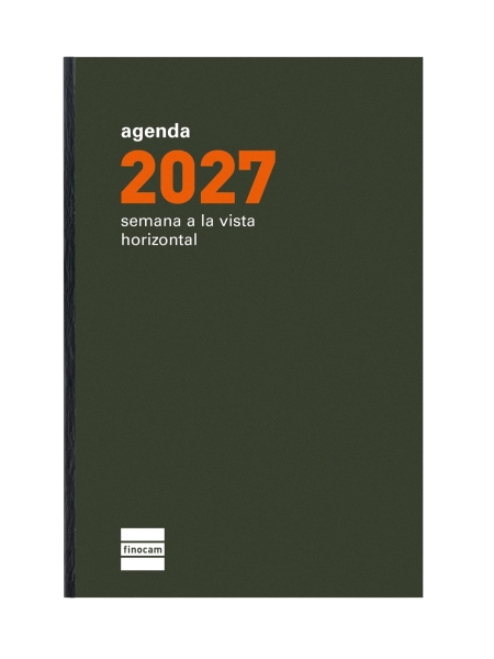 Finocam P394 Recambio para Agenda Plana - Anual 2027 - Semana Vista Horizontal - Formato PL3 - 82x127mm - Papel de 60g/m2 - Color Crema