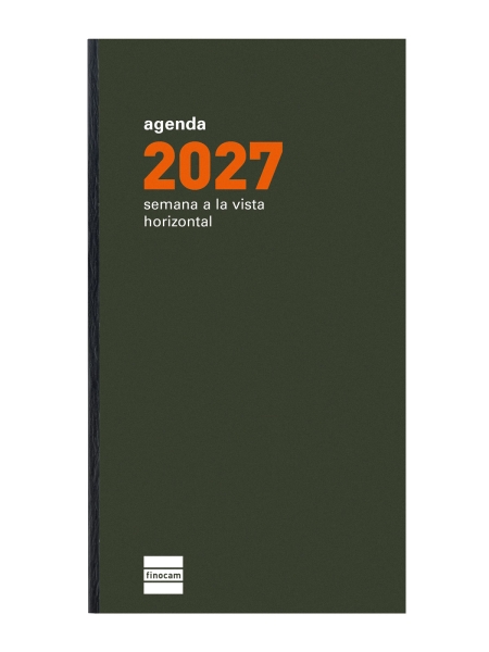Finocam P499 Recambio para Agenda Plana - Anual 2027 - Semana Vista Horizontal - Formato PL4 - 80x150mm - Papel de 60g/m2 - Color Crema