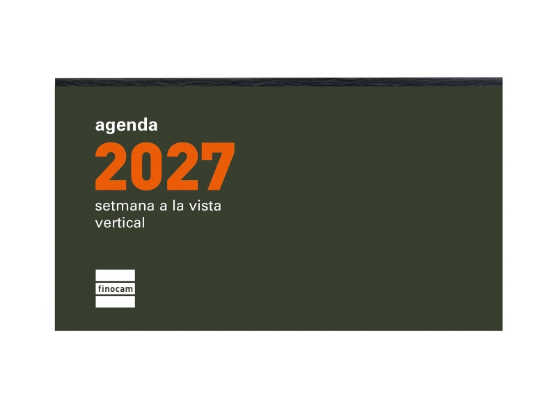 Finocam P199C Recambio para Agenda Plana en Catalan - Anual 2027 - Semana Vista Vertical - Formato PL1 - 64x118mm - Papel de 60g/m2 - Color Crema