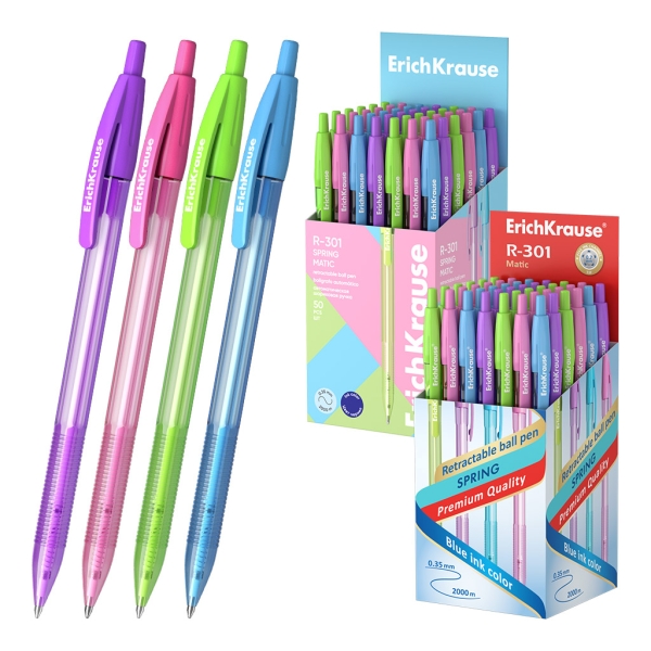 ErichKrause R-301 Matic Spring Boligrafo Retractil - Modelos Surtidos - Trazo 0.35mm - Color Azul